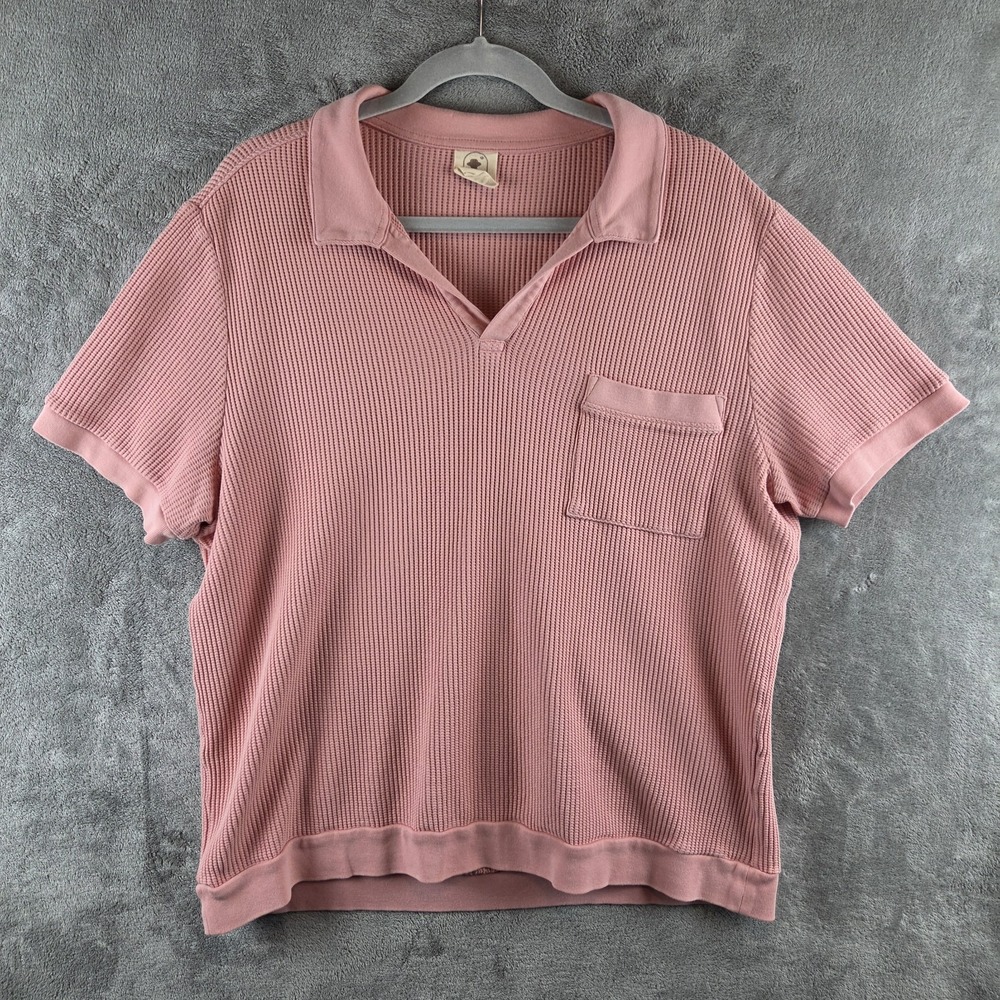 Dandy Del Mar Cannes Waffle Knit Spanish Rose Pink Polo Shirt Mens XL